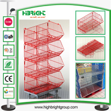 Einzelhandel Pulverbeschichtung Rolling Wire Stacking Basket Rack